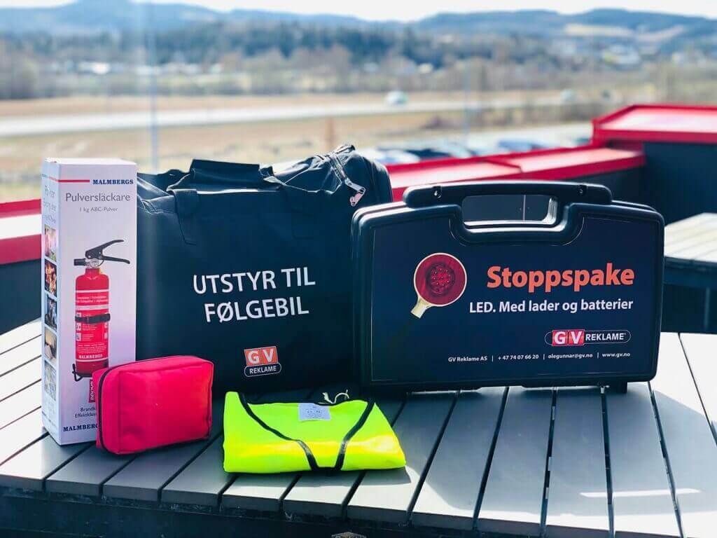 Utstyr til følgebil, stoppespake, med mer.