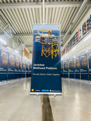En rekke rolluper printet for Jackdaw Wellhead Platform.