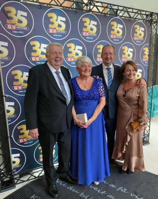 Gunnar, Anne Mari, Ole Gunnar Vestvik og Magni på 35-årsjubileum.